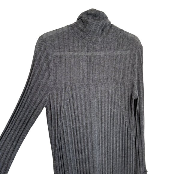 Free People We The Free Gray Ribbed Knit Long-Sleeve Turtleneck Sweater Dress, L - Picture 4 of 9